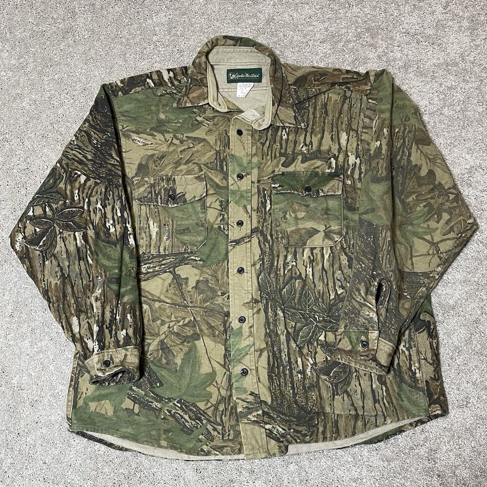 Vintage Gander Mountain Flannel Chamois Shirt Mens XL Realtree Camo Hunting USA